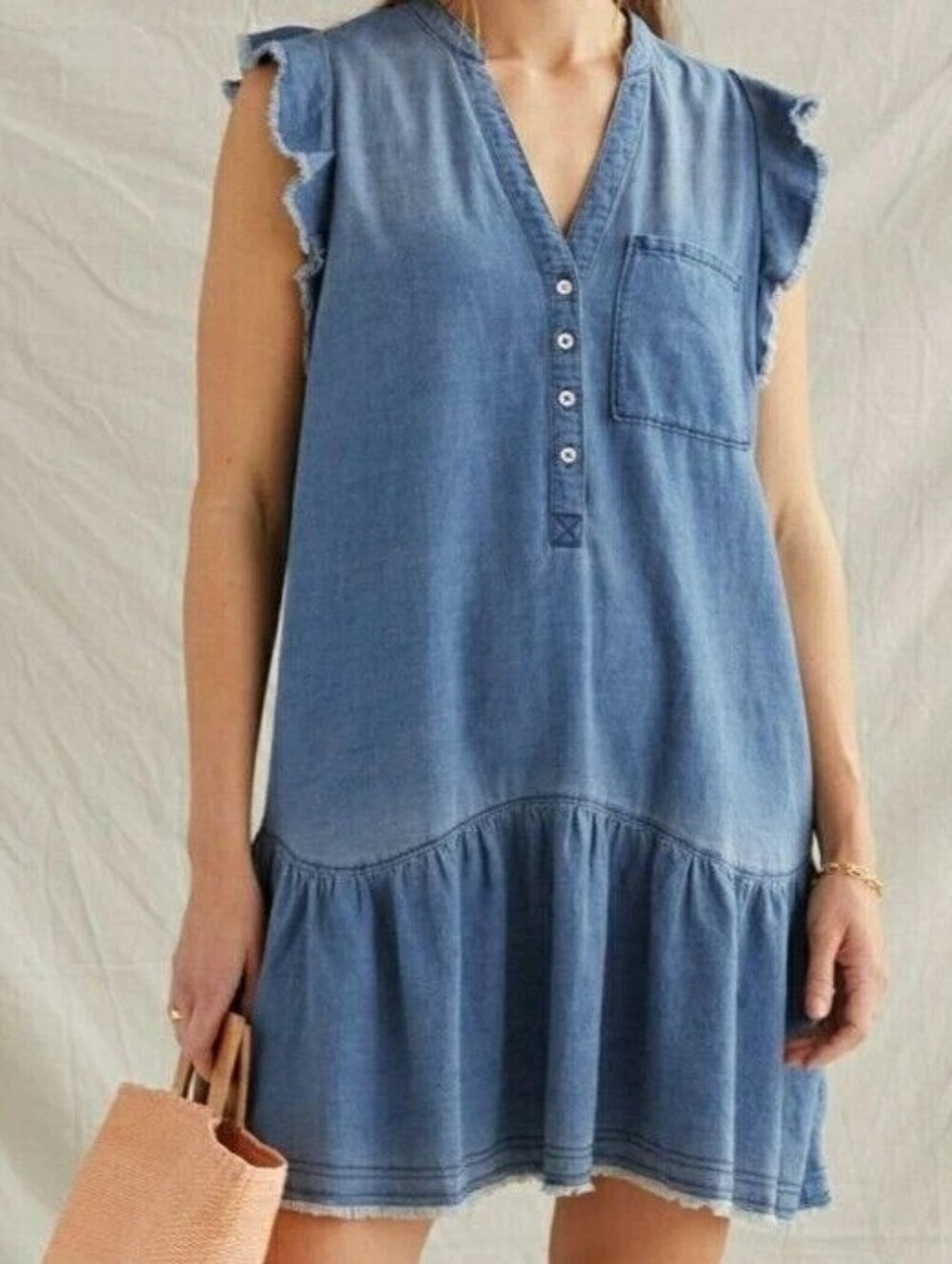 Pilcro x Anthropologie Denim Chambray Tunic Dress Size Small